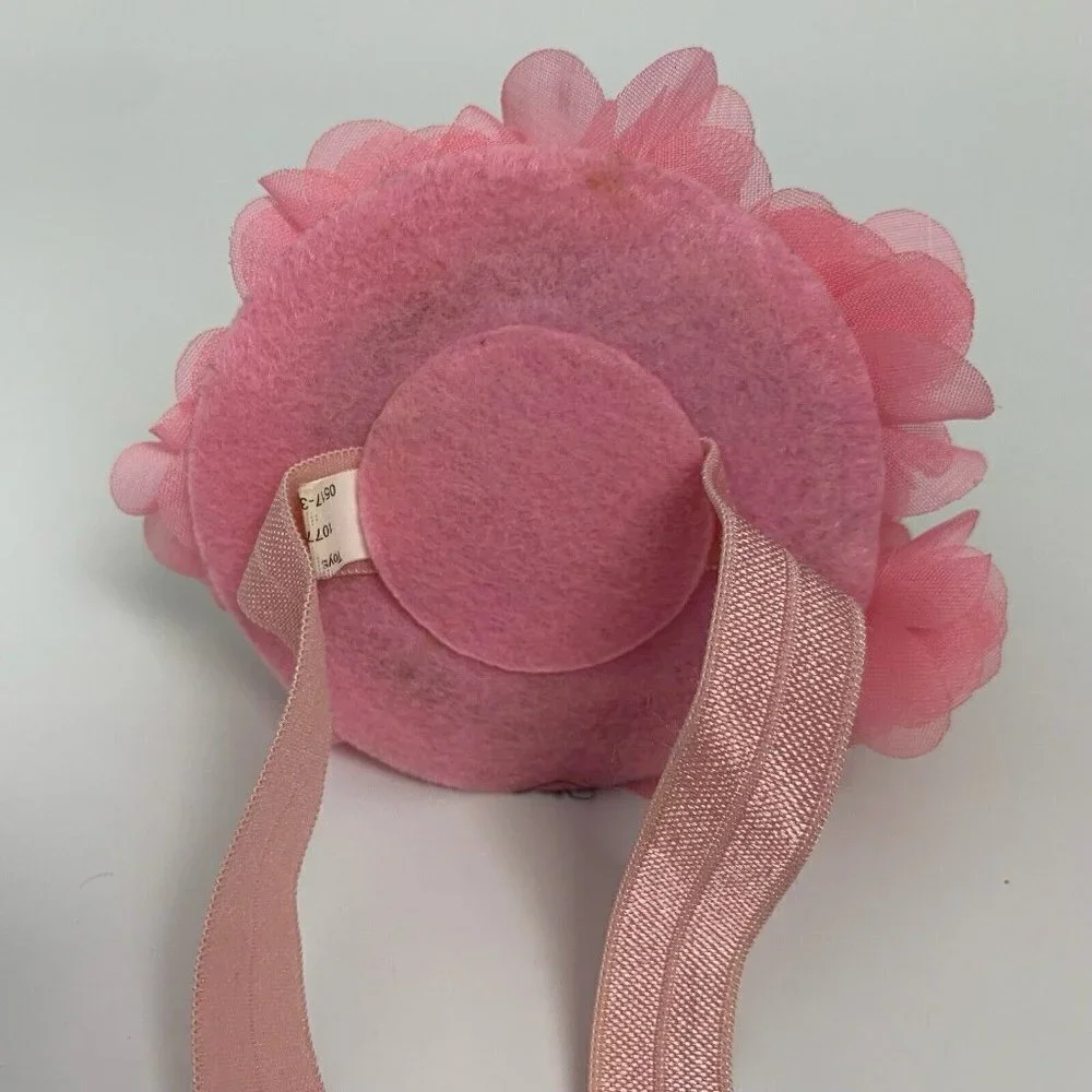 Baby First Birthday Hat Crown Gold Pink Roses w Elastic Small Photo Shoot Party